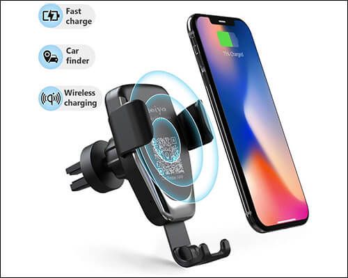 Heiyo Wireless Charging Car Mount for iPhone XR, Xs, Xs Max