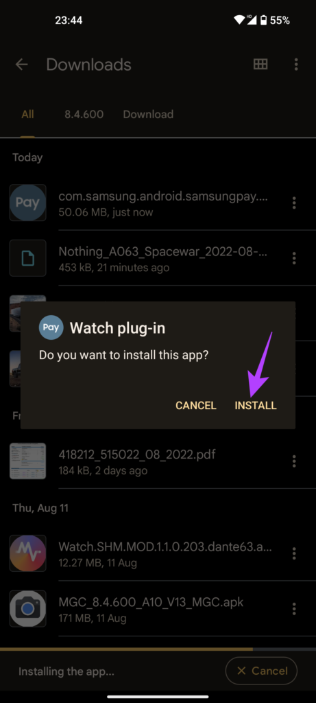   Installer Samsung Pay Watch plug-in på smarttelefonen