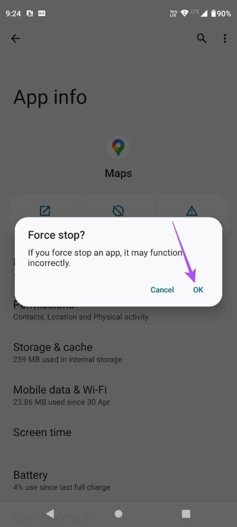   tvinge stopp bekrefte google maps android