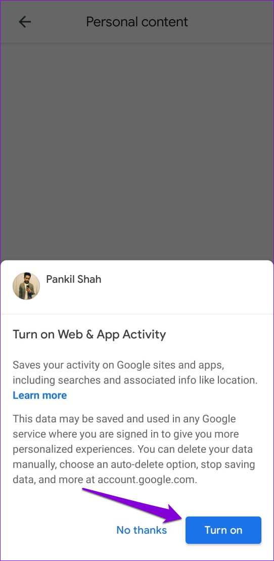   Slå på nett- og appaktivitet i Google Maps