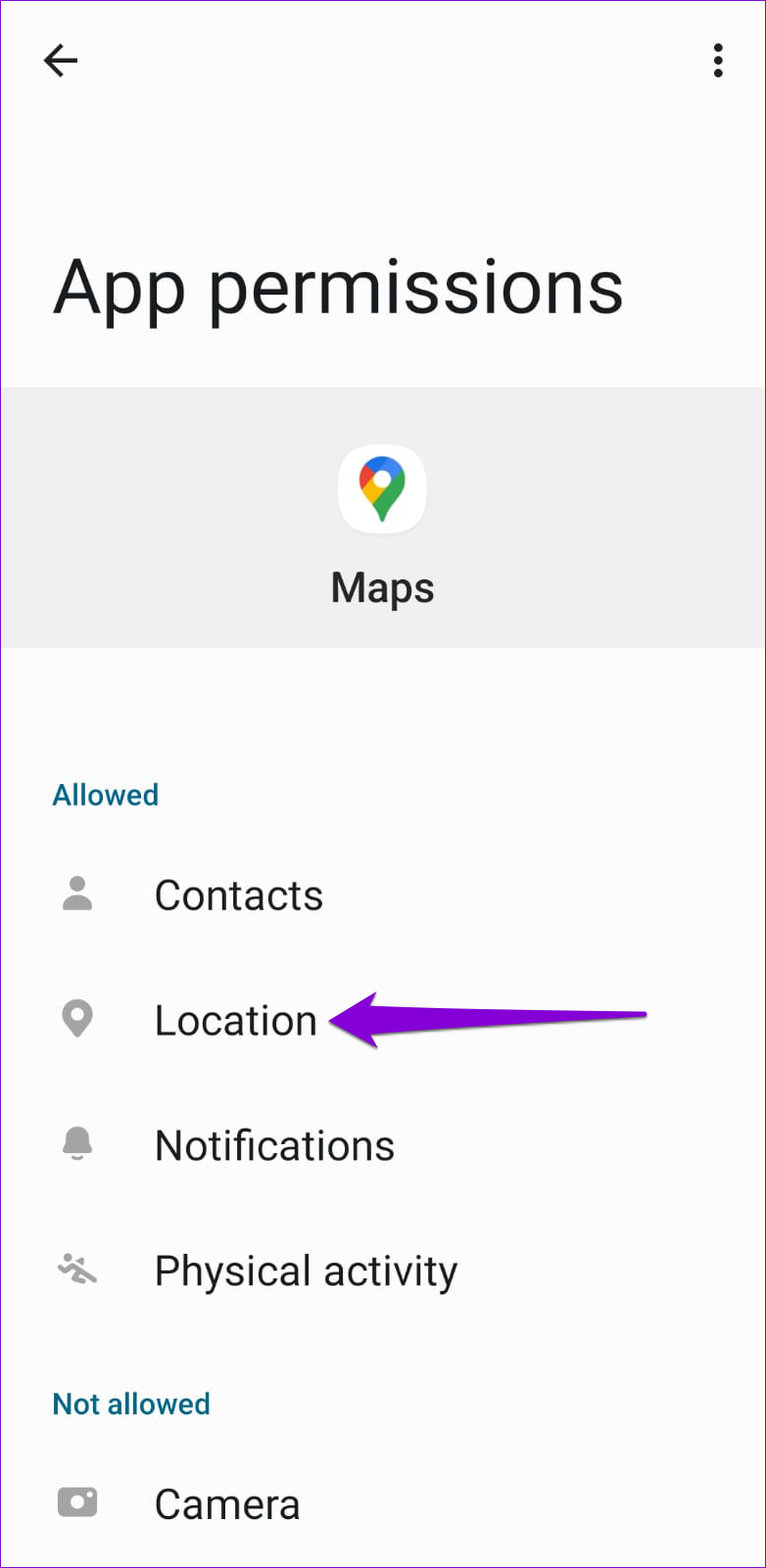   Posisjonstillatelse for Google Maps på Android