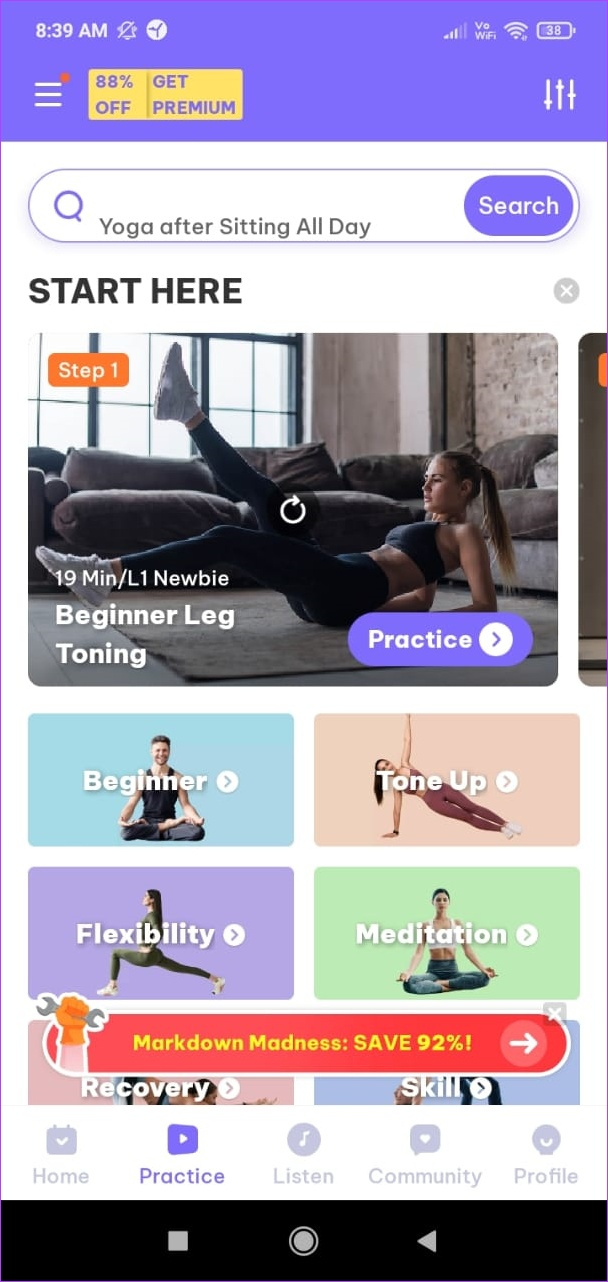   Aplikacija Daily Yoga 1