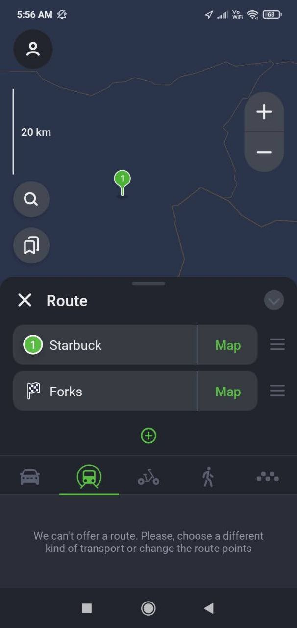   MAPS.ME navigasjonsside for Android-appen