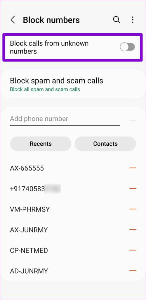   Blokuokite skambučius iš nežinomų numerių „Android“.