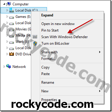 Как да добавите сканиране с Windows Defender към контекстното меню на Windows 8