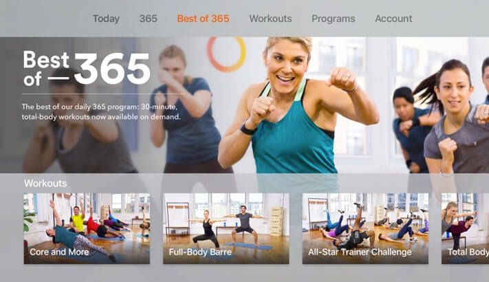 Snimka zaslona Apple TV App za svakodnevno vježbanje trenera za spaljivanje