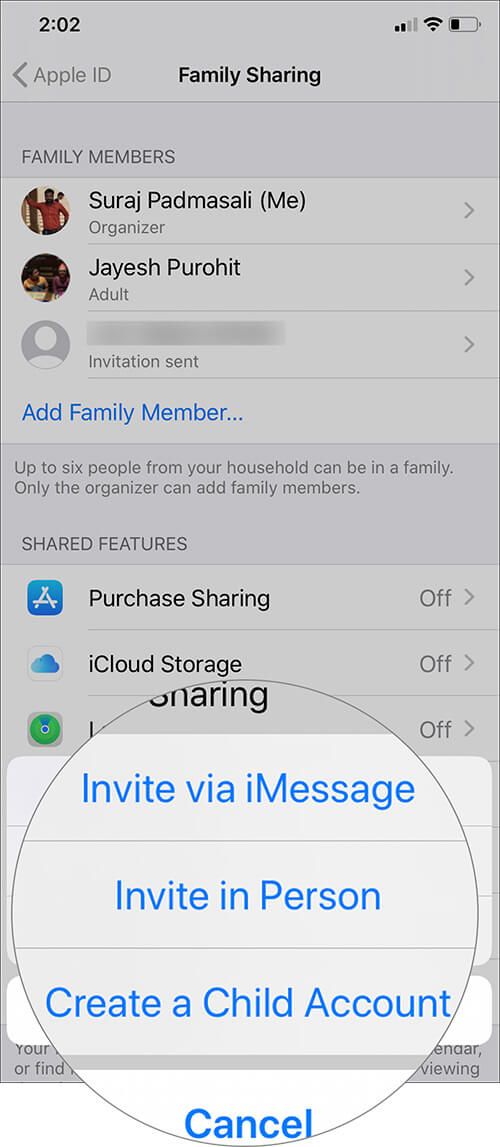 Inviter familiemedlem til at dele Apple TV Plus med familie og venner på iPhone