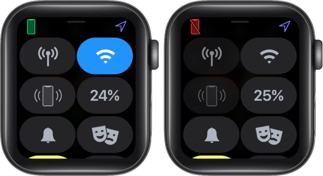 Öffnen Sie das Kontrollzentrum und deaktivieren Sie den Flugzeugmodus auf der Apple Watch