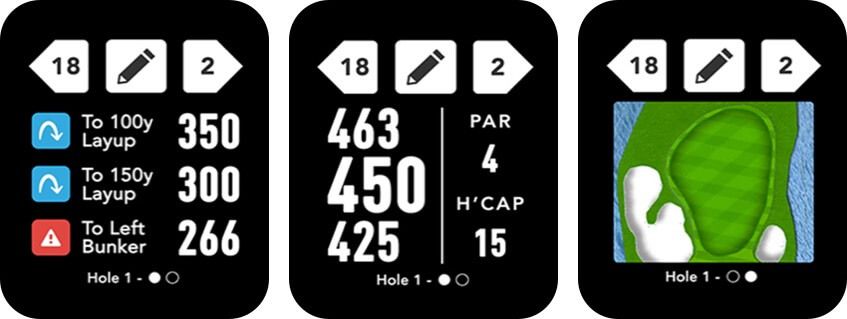 „GolfLogix“ „Apple Watch“ programos ekrano kopija
