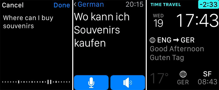 „iTranslate Translator“ „Apple Watch“ programos ekrano kopija