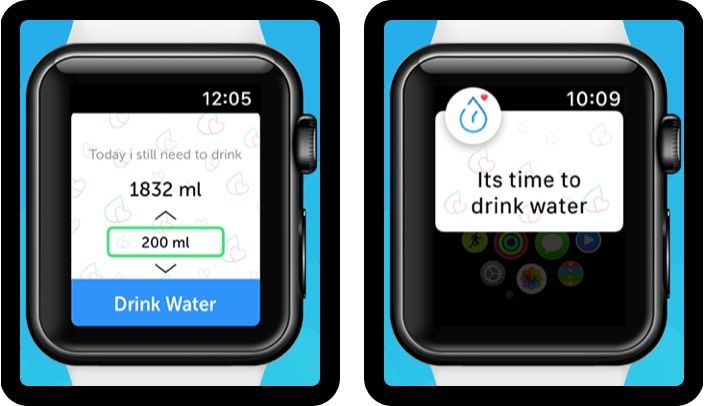 captura de pantalla de beure recordatori d’aigua n tracker apple watch