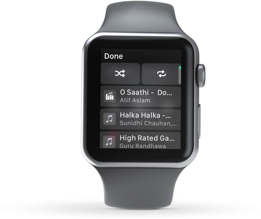 Musikkavspillingskontroll på Apple Watch