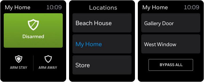 Total Connect 2.0 Screenshot der Apple Watch Home Automation-App