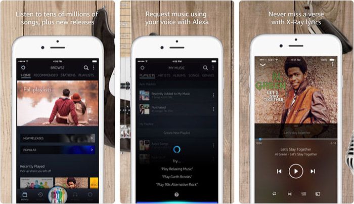 Screenshot aplikácie Amazon Music Streaming pre iPhone a iPad
