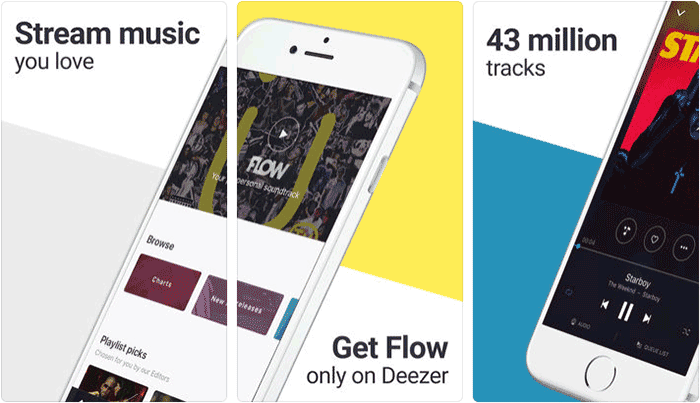 Deezer musik streaming iPhone og iPad App skærmbillede