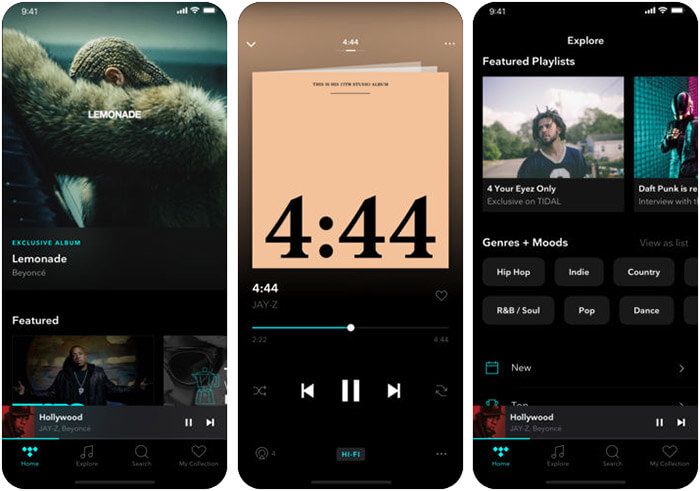TIDAL iPhone og iPad Music App-skærmbillede