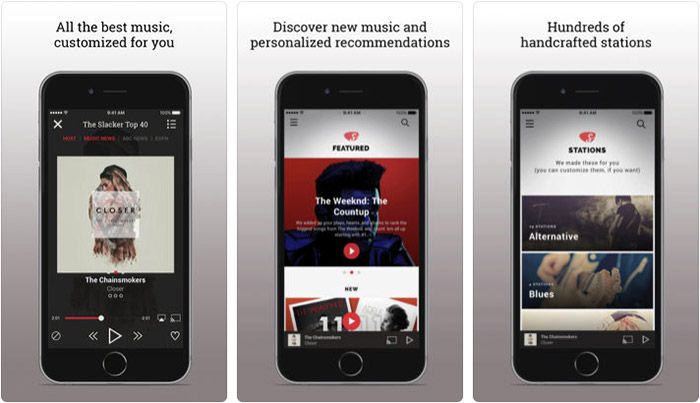 „Slacker Radio Music Streaming iPhone“ ir „iPad App“ ekrano kopija