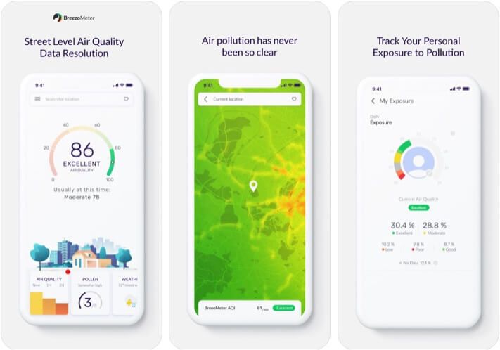 Aplikacija BreezoMeter Air Quality Index za iPhone in iPad