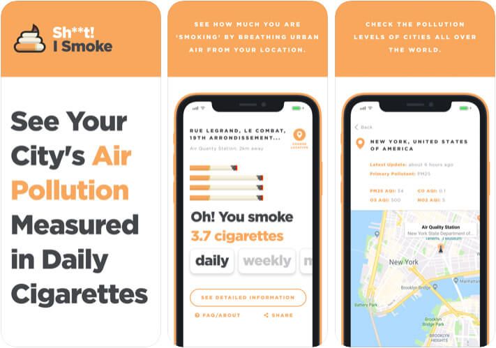 Aplikácia Sht I Smoke Air Quality Index pre iPhone a iPad