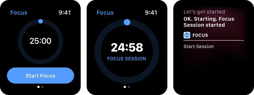„Focus Time Management“ „Apple Watch“ programa