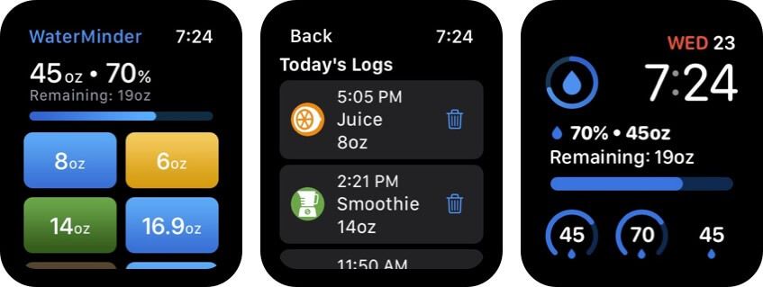 waterminder snimak zaslona aplikacije za gledanje jabuka