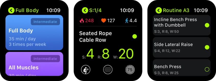 snimka zaslona aplikacije smartgym apple watch health
