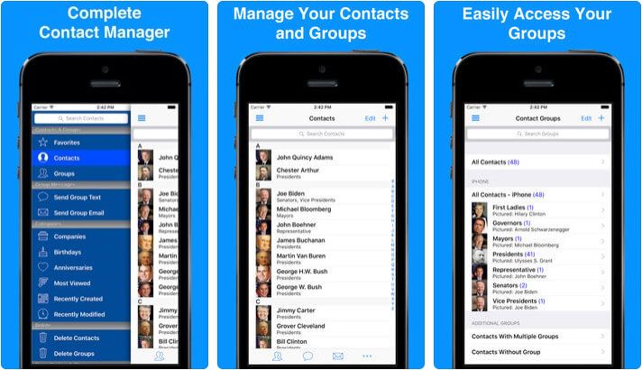 ABC Groups iPhone Contact Management App Skjermbilde