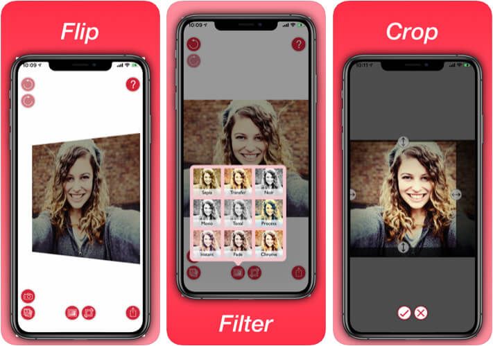 „Photo Flipper Selfie Mirror Flip“ programa, skirta „iPhone“ ir „iPad“