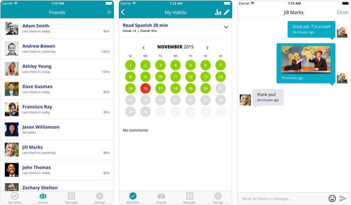 Snimak zaslona aplikacije HabitShare za iPhone i iPad