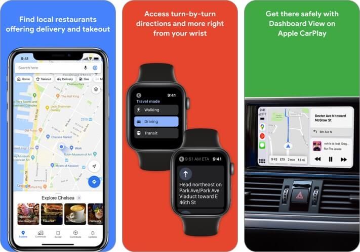 Google Maps iPhone CarPlay App Skjermbilde