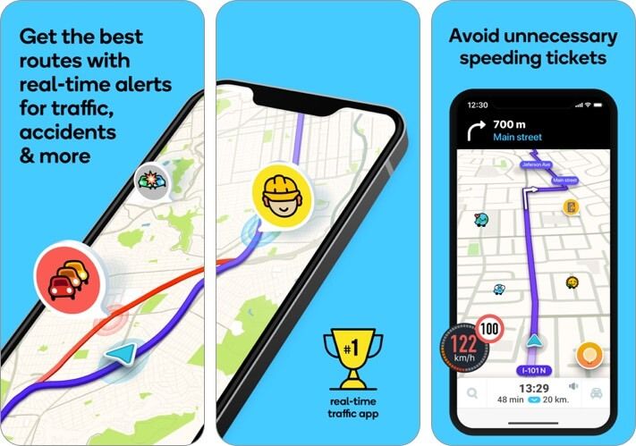 Waze Navigation & Live Traffic Snimak zaslona aplikacije iPhone CarPlay