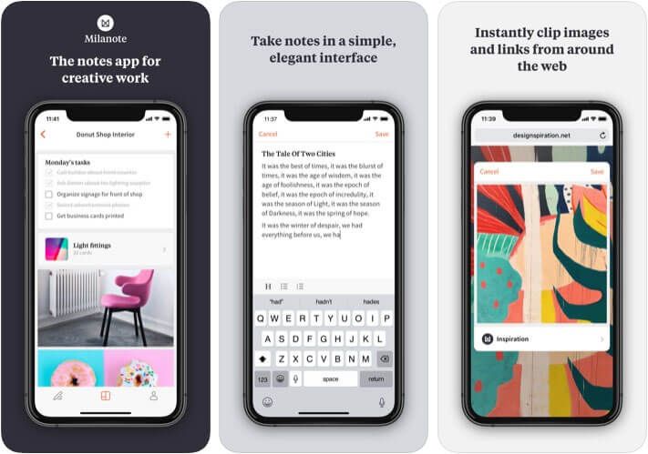 MilaNote Mood Board Creator App for iPhone og iPad Skjermbilde