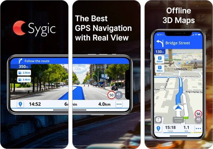 snimka zaslona aplikacije sygic iphone i iphone offline map
