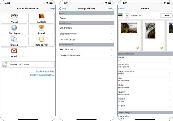 zdieľanie snímok obrazovky aplikácie pre tlač z iPhonu a iPadu