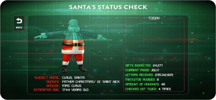 Santa Status Check-app for iPhone og iPad