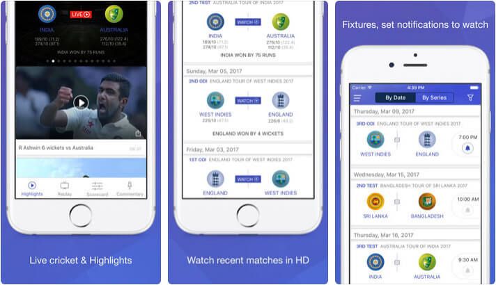 Willow Live Cricket Streaming iPhone und iPad App Screenshot