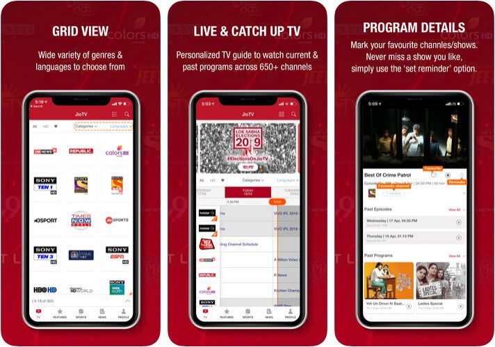 JioTV Live Cricket Streaming iOS App Screenshot