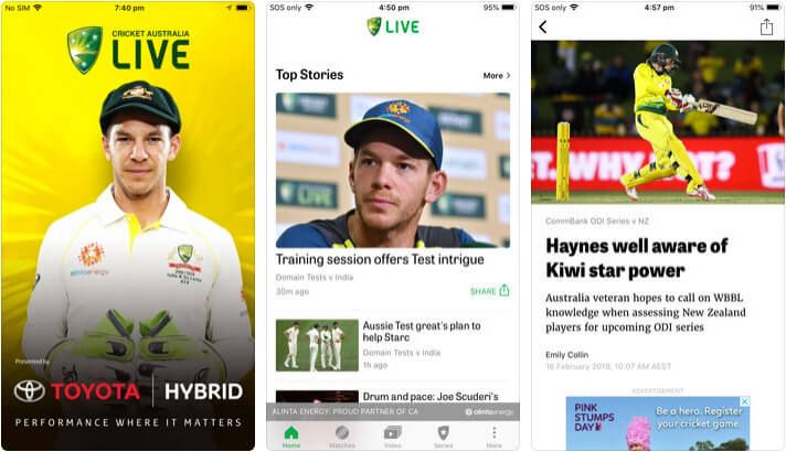 Cricket Australia Live iOS App Screenshot