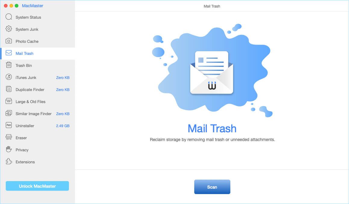 Функция за почистване на поща на MacMaster