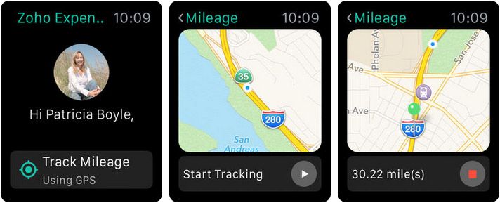 Screenshot der Apple Watch App zur Spesenabrechnung