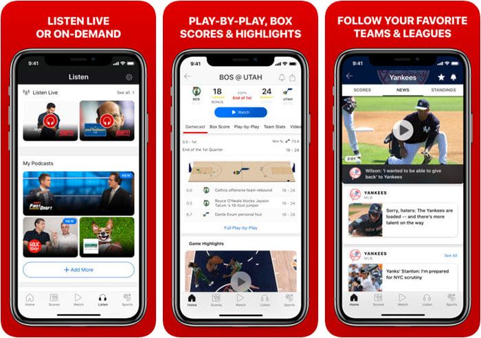 ESPN iPhone och iPad App skärmdump