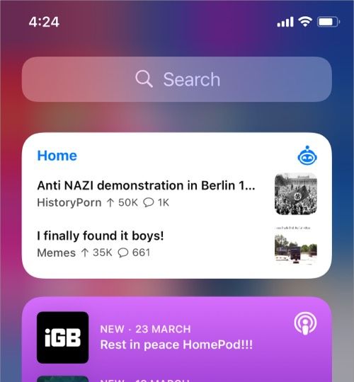 Aplicació de widgets Apollo per a Reddit iOS 14
