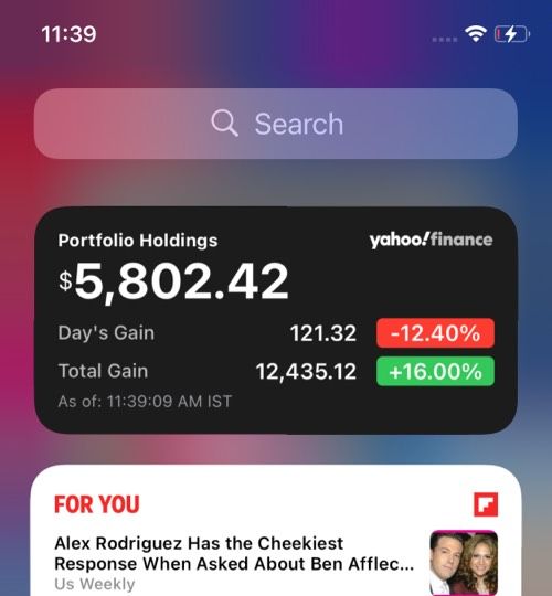 Yahoo Finance iOS 14-widget