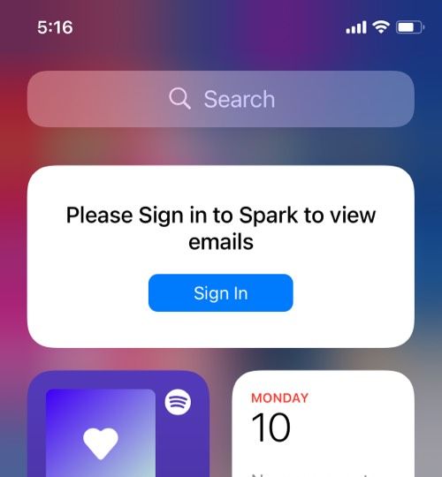 Spark mail tredjeparts widget for iOS 14