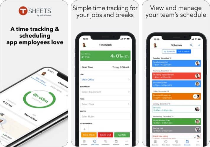 TSheets Time Tracker Screenshot aplikácie pre iPhone a iPad