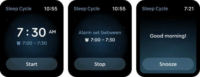 ciklus spavanja budilica zaslona aplikacije Apple Watch