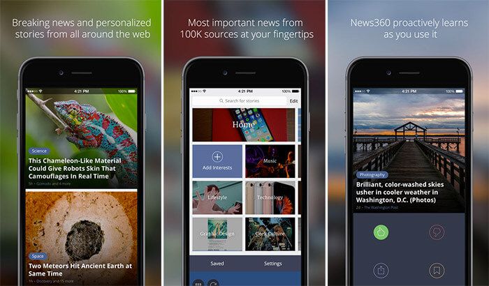 News360 iPhone og iPad App Skjermbilde