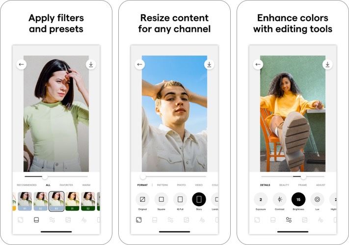 Instasize Photo Editor + Video Photo Filter-app för iPhone