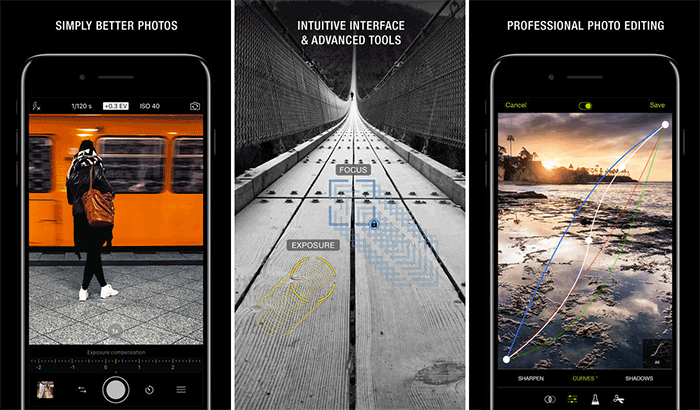 ProCamera fotofilter och effekter iPhone och App skärmdump