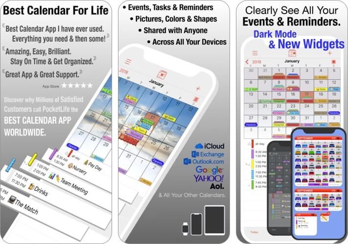 पॉकेटलाइफ कैलेंडर iPhone और iPad ऐप स्क्रीनशॉट